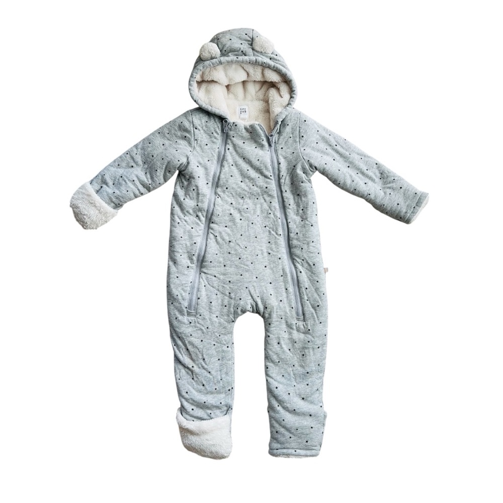 GAP grey Fleece lined Baby Onesie‎ for winter star print